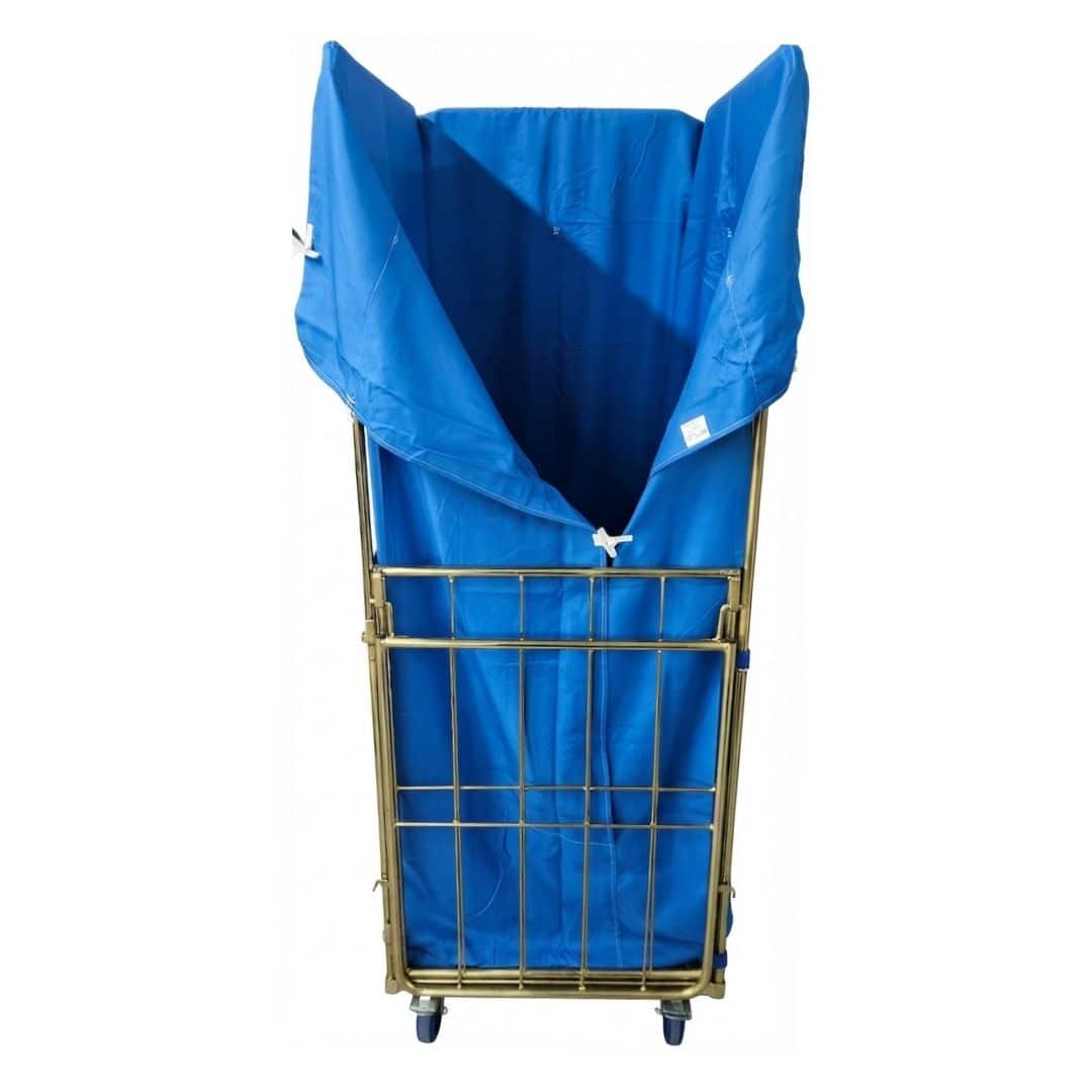 Chariot de blanchisserie avec housse en couleur Bleu Royal de dimensions 685x810x1850 mm de RTP Radom.