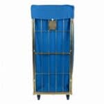 Vue arrière du chariot de blanchisserie avec housse 685x810x1850 mm en couleur Bleu Royal de RTP Radom.
