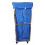 Profil latéral du chariot de blanchisserie avec housse 685x810x1850 mm en couleur Bleu Royal – RTP Radom.
